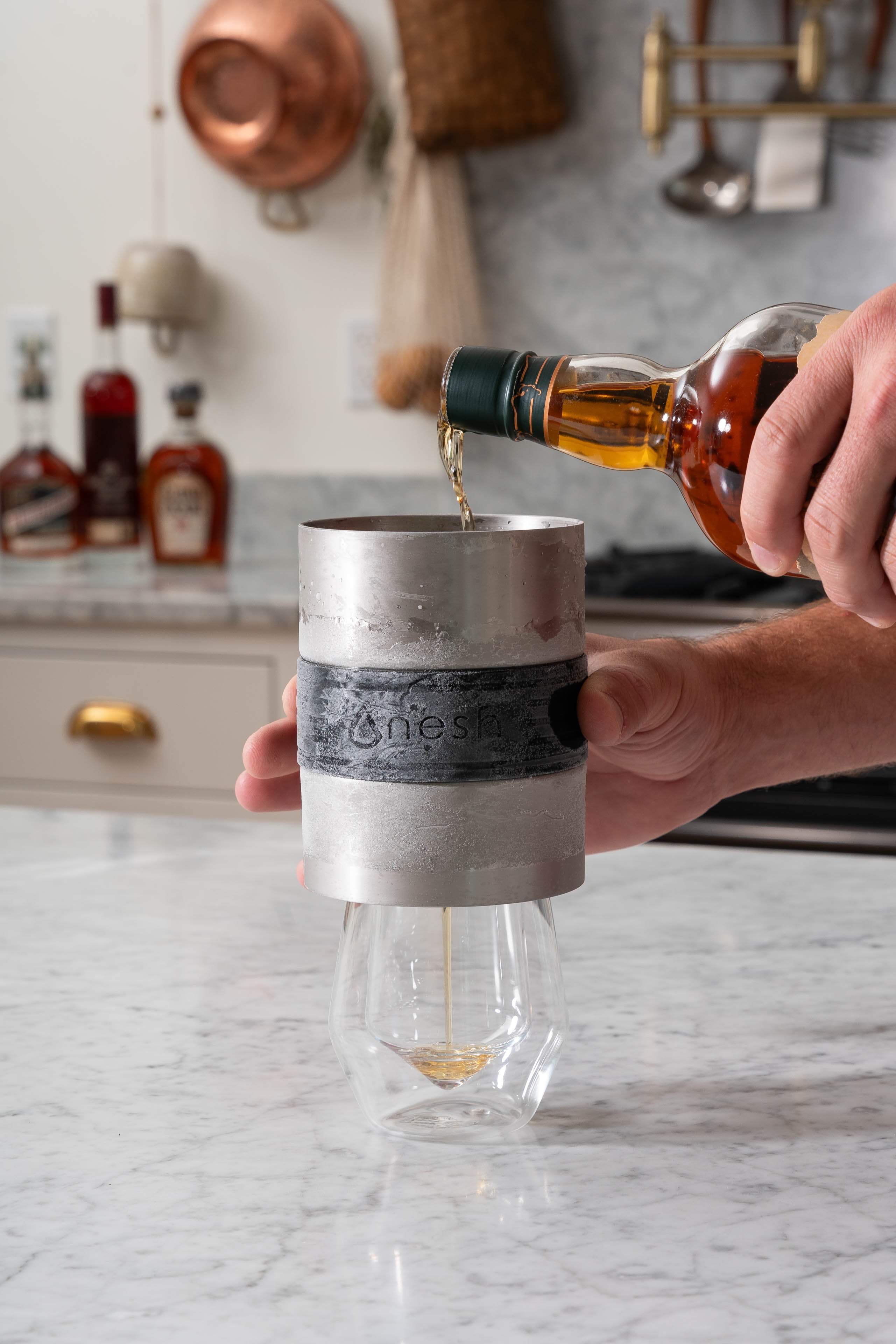 Nesh Whiskey Chiller and Double Wall Glass Tumbler Set