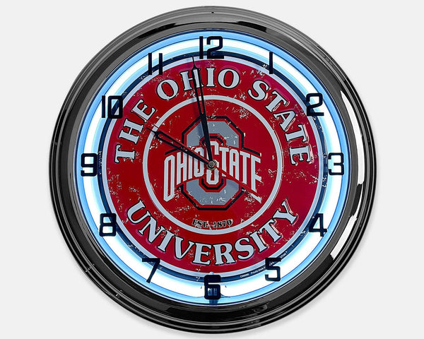 Ohio State University - Metal White Neon Clock For the Sports Lover Sign Box Co.