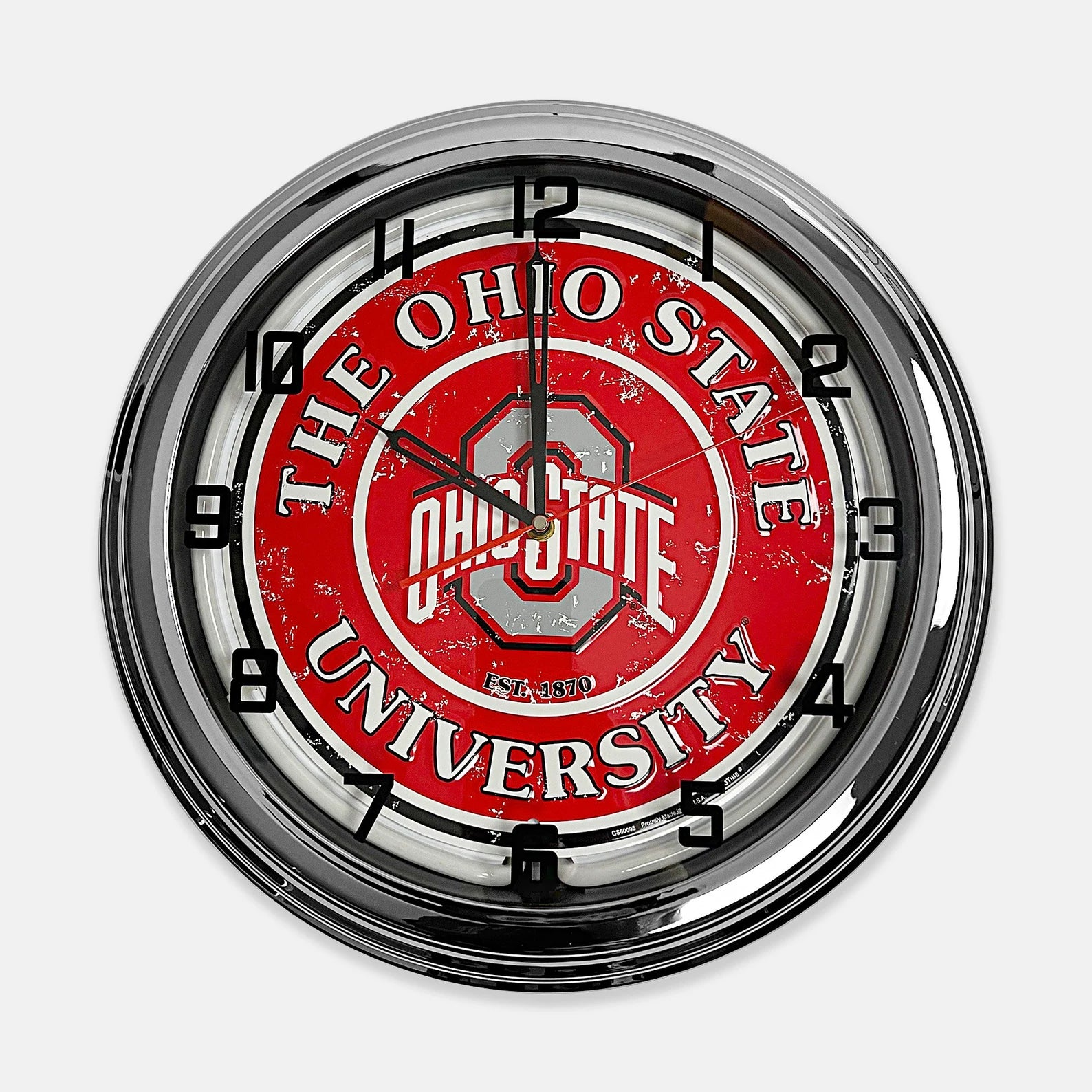 Ohio State University - Metal White Neon Clock For the Sports Lover Sign Box Co.