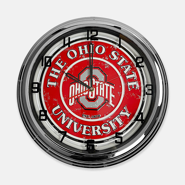 Ohio State University - Metal White Neon Clock For the Sports Lover Sign Box Co.