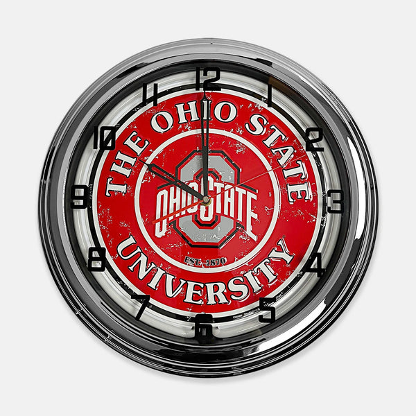 Ohio State University - Metal White Neon Clock