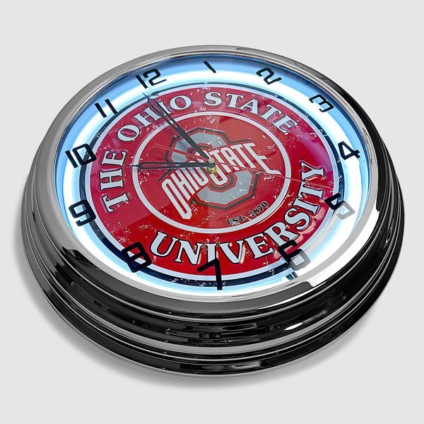 Ohio State University - Metal White Neon Clock For the Sports Lover Sign Box Co.
