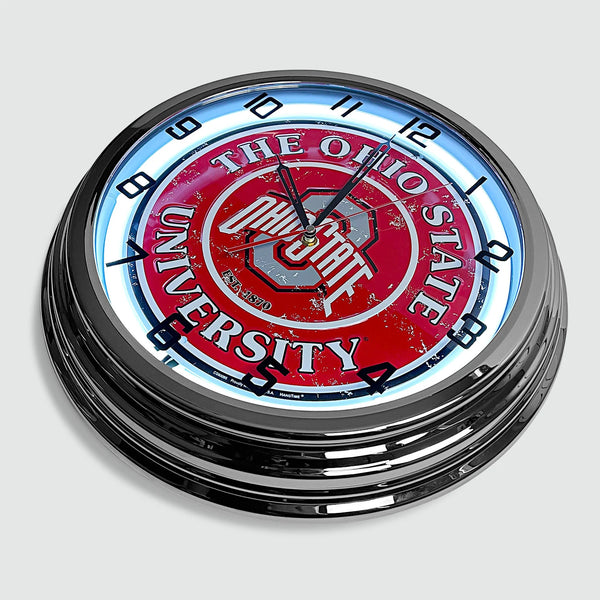 Ohio State University - Metal White Neon Clock For the Sports Lover Sign Box Co.