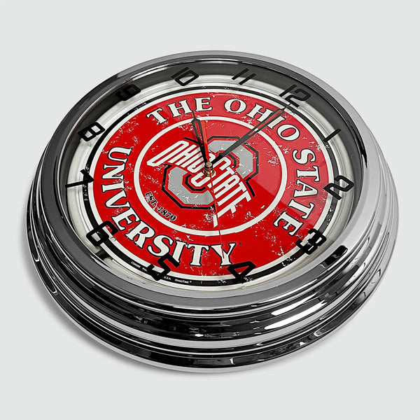 Ohio State University - Metal White Neon Clock For the Sports Lover Sign Box Co.