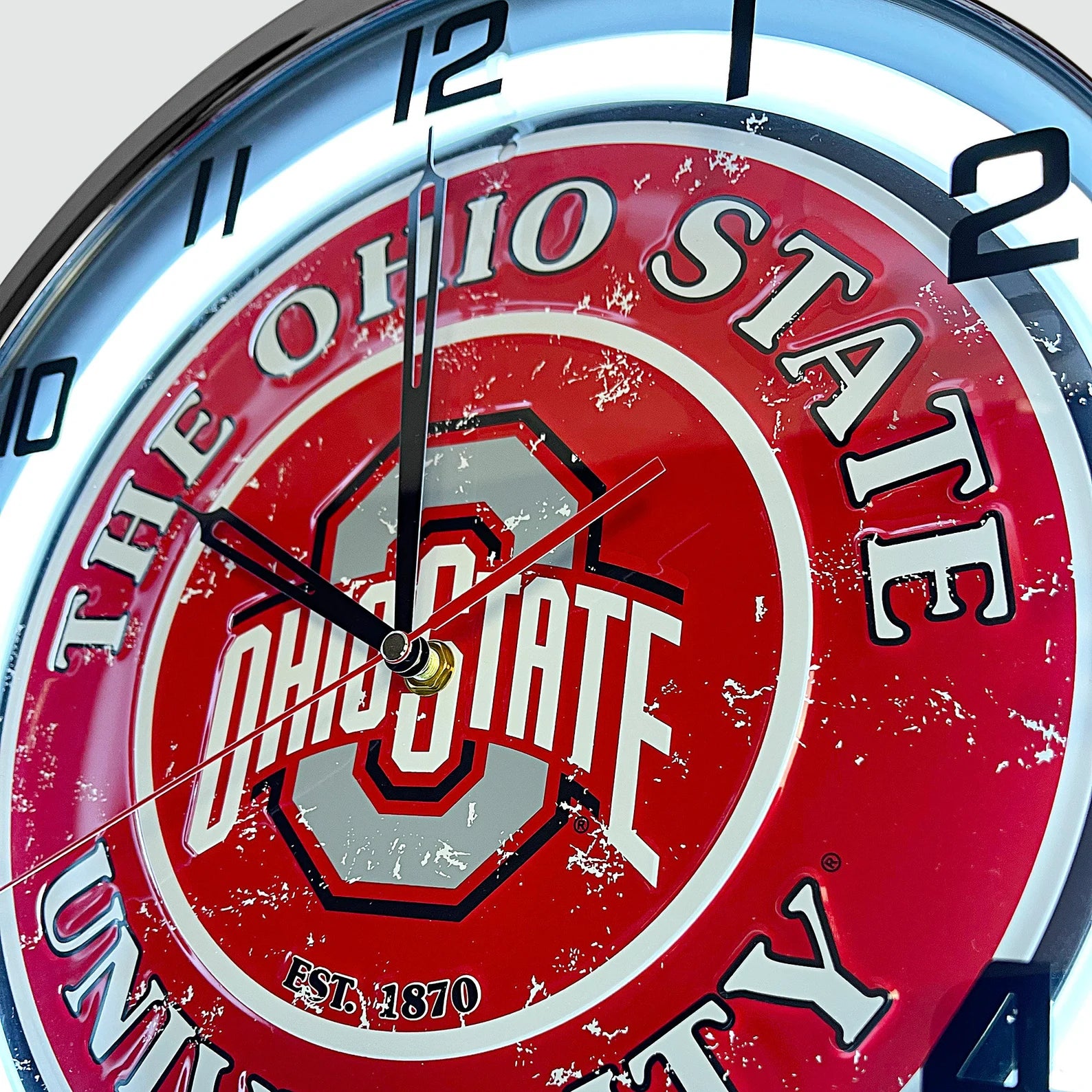 Ohio State University - Metal White Neon Clock For the Sports Lover Sign Box Co.