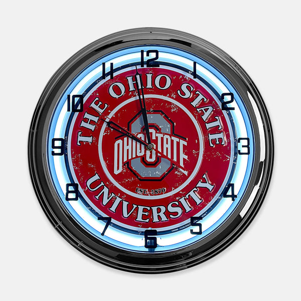 Ohio State University - Metal White Neon Clock For the Sports Lover Sign Box Co.