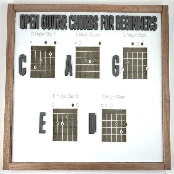 Open Guitar Chords - Wood Sign