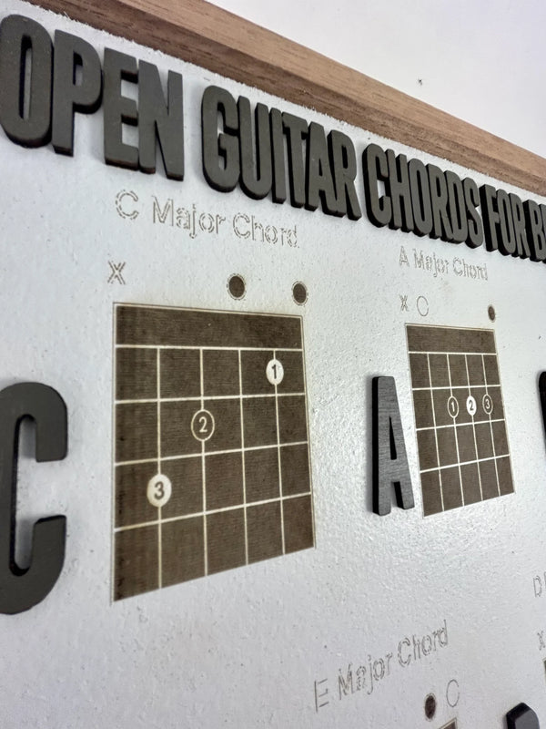Open Guitar Chords - Wood Sign