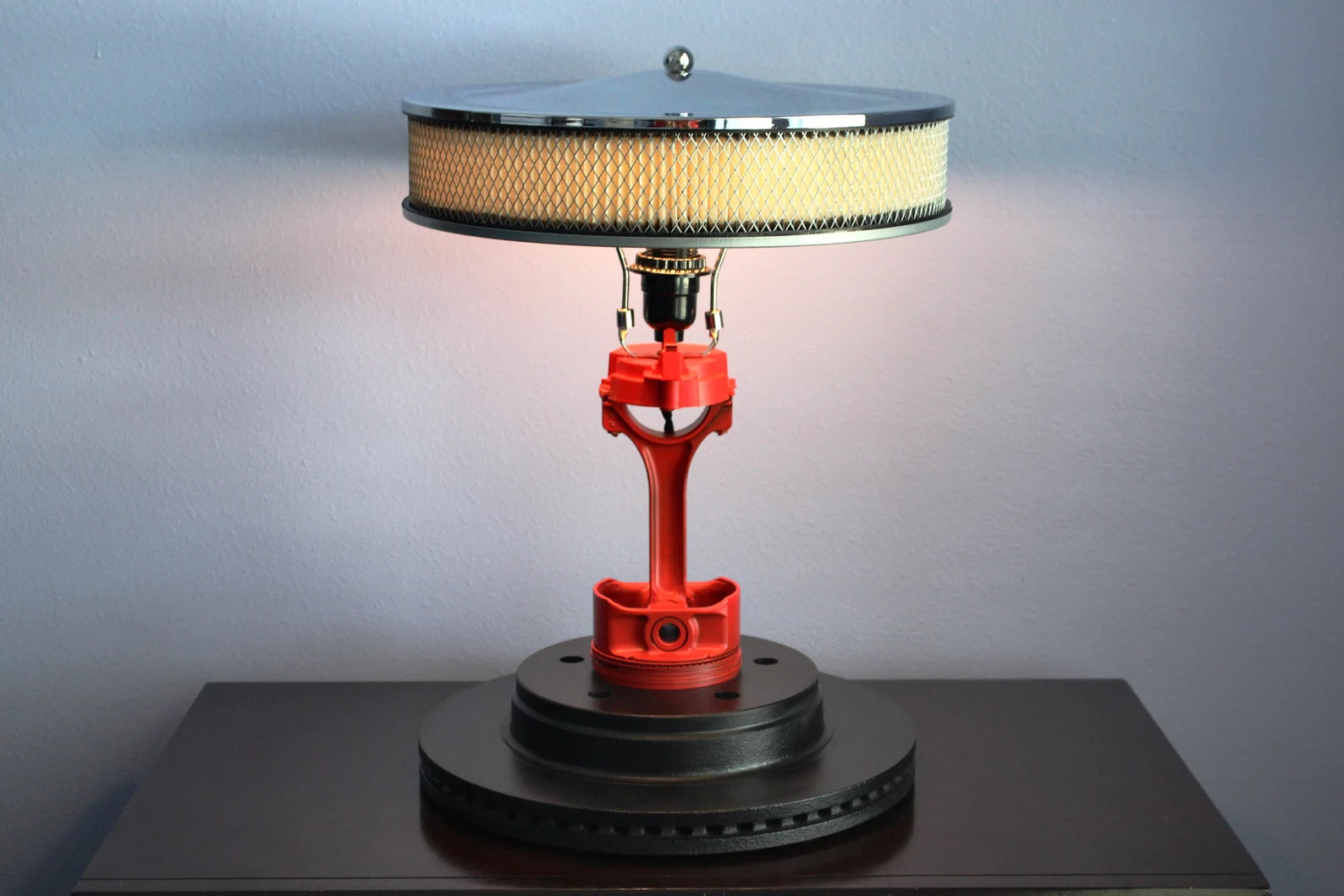 Piston and Air Filter Desk Lamp - Chrome Air Filter