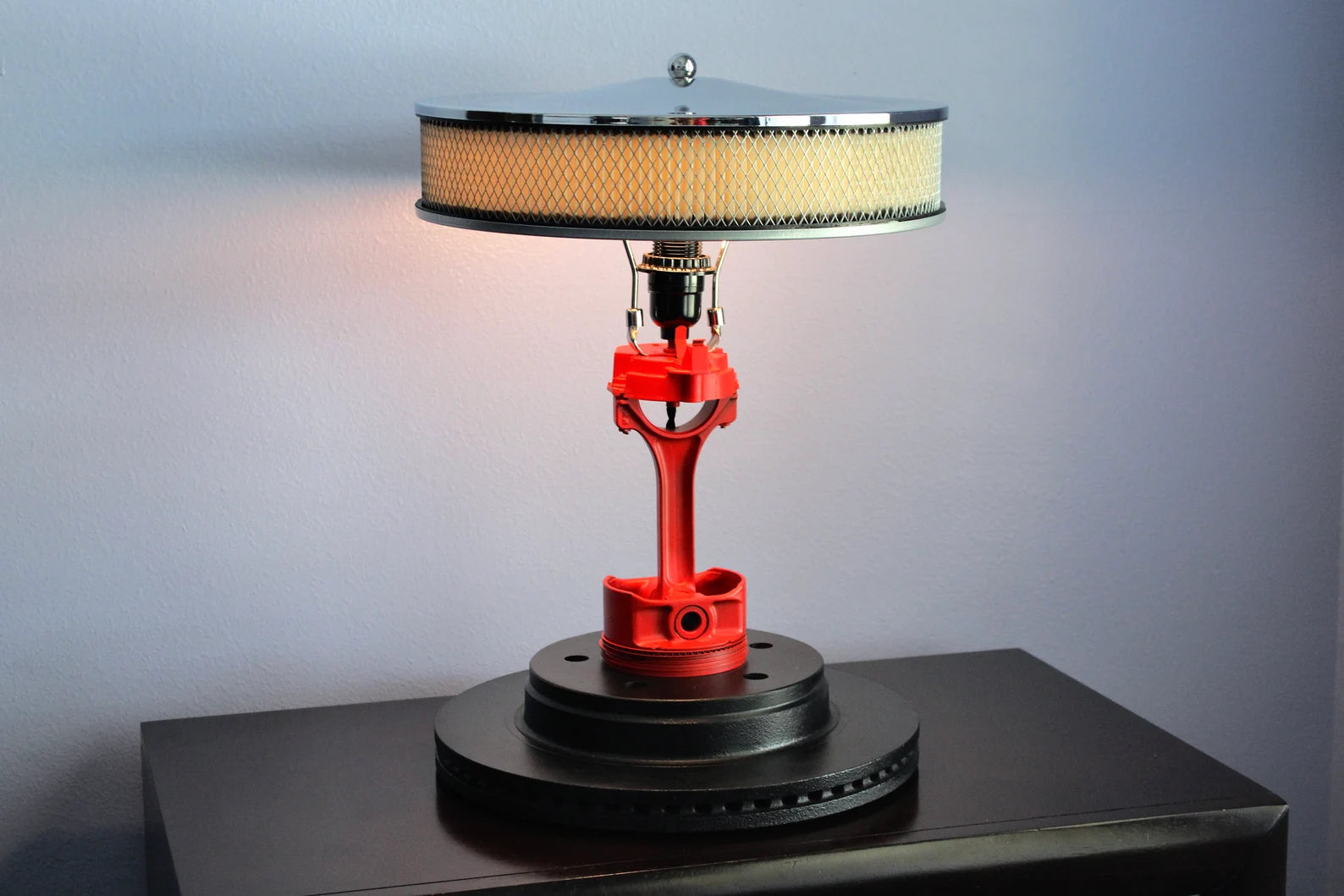 Piston and Air Filter Desk Lamp - Chrome Air Filter