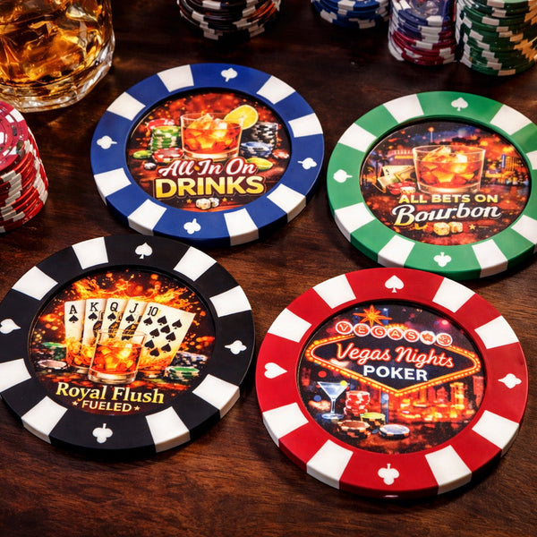 Poker Chip Drink Coasters – Giant Casino-Style Poker Coasters