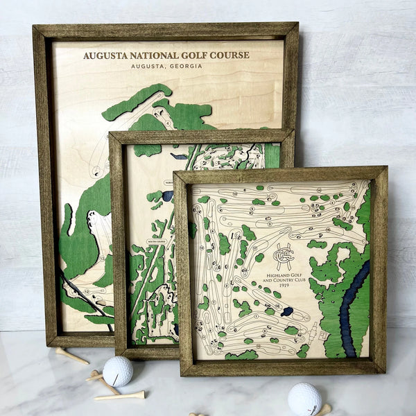Pebble Beach Golf Links - Handmade Wood Course Map For the Sports Lover Bauer Gift Co.