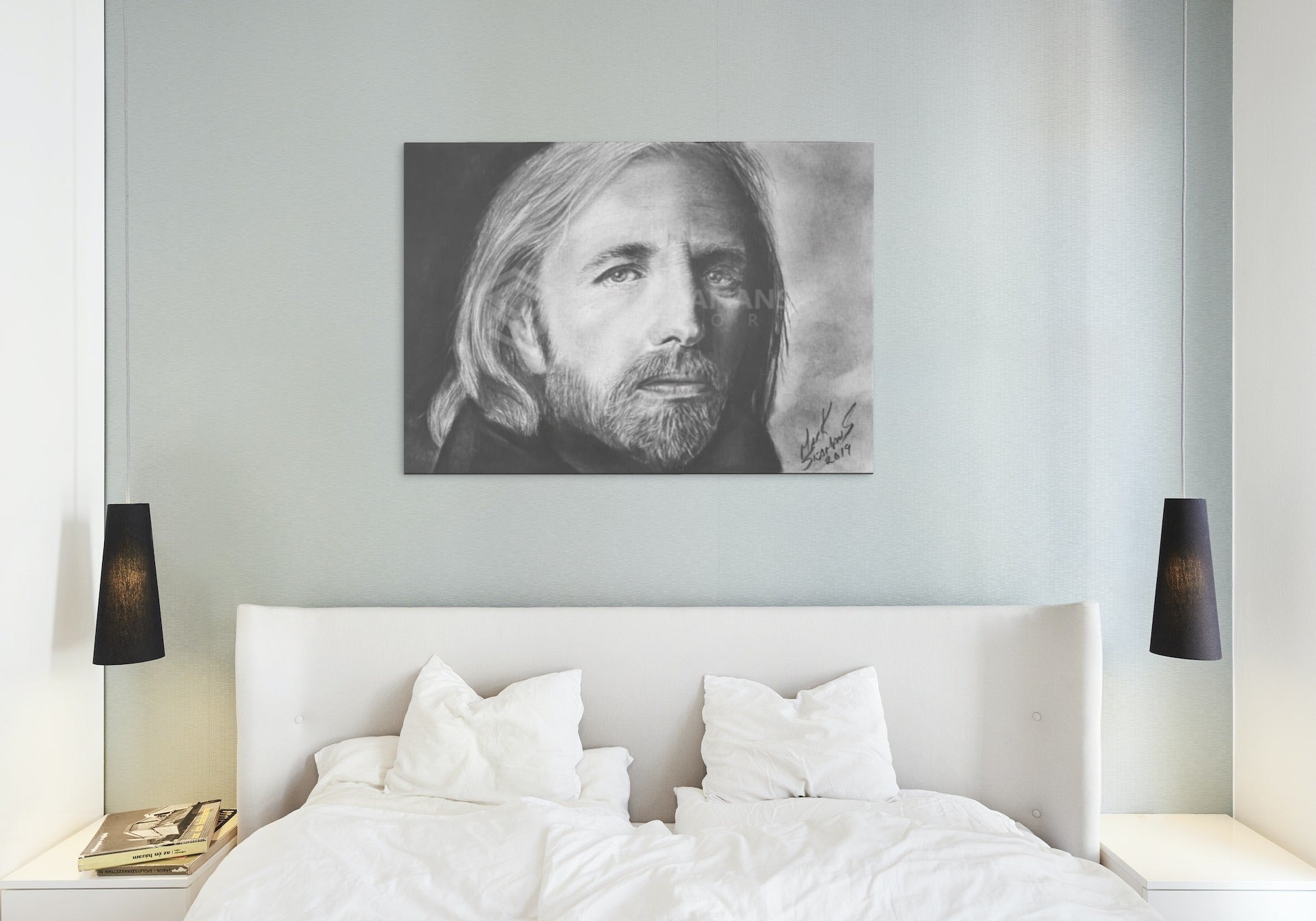 Tom Petty Charcoal Portrait – Gallery Wrapped Canvas For the Music Lover Mark Seamans Art