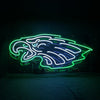 Philadelphia Eagles neon light sign with green tubing border and blue eagle outline