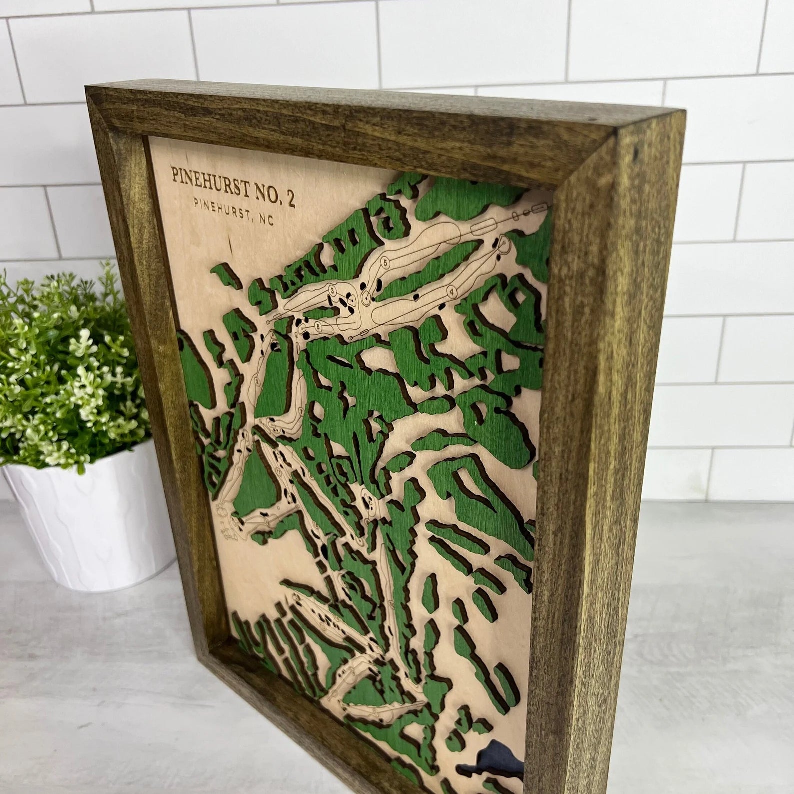 Pinehurst No. 2 - Handmade Wood Course Map