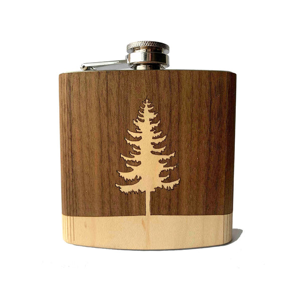 Pine Tree – Wooden Hip Flask For the Bar Autumn Woods