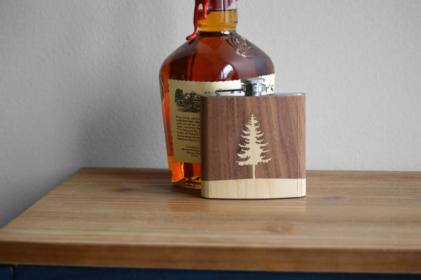 Pine Tree – Wooden Hip Flask