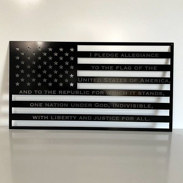Pledge of Allegiance American Flag - Laser Etched Metal