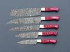 Damascus Steel Chef Knife Set of 5 – Red Handles For the Chef Orklo Knives