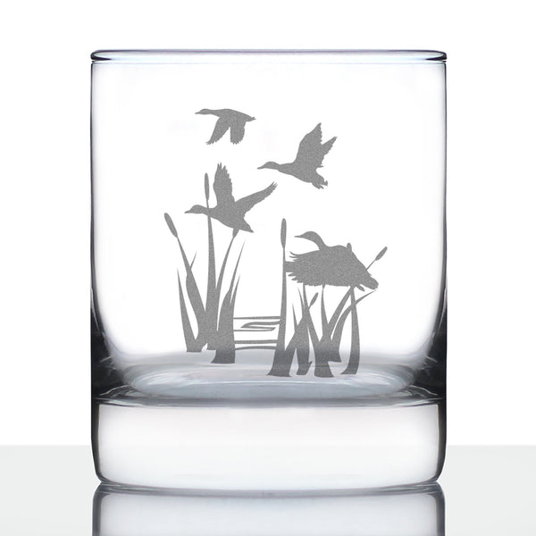 Duck Pond Whiskey Rocks Glass - Cabin Themed Gifts or Rustic Decor for Men and Women - Fun Whisky Drinking Tumbler - 10.25 oz
