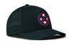 Dark 5-panel performance cap with NEX logo patch and perforated side