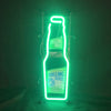 Rollin Rock neon bottle sign light, bright green bottle outline