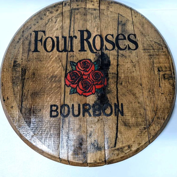 Four Roses Bourbon Barrel Top - Wall Hanging For the Man Cave Gambill Woodworking