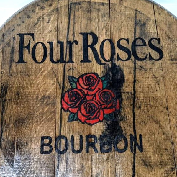 Four Roses Bourbon Barrel Top - Wall Hanging For the Man Cave Gambill Woodworking