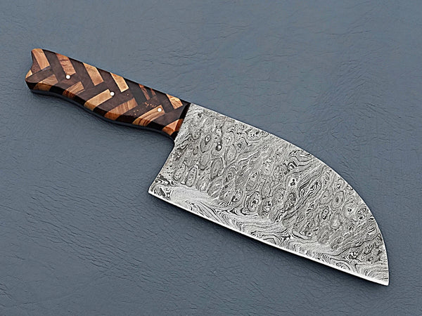 Damascus Steel Serbian Chef Knife – Rosewood & Olive Handle For the Chef Orklo Knives