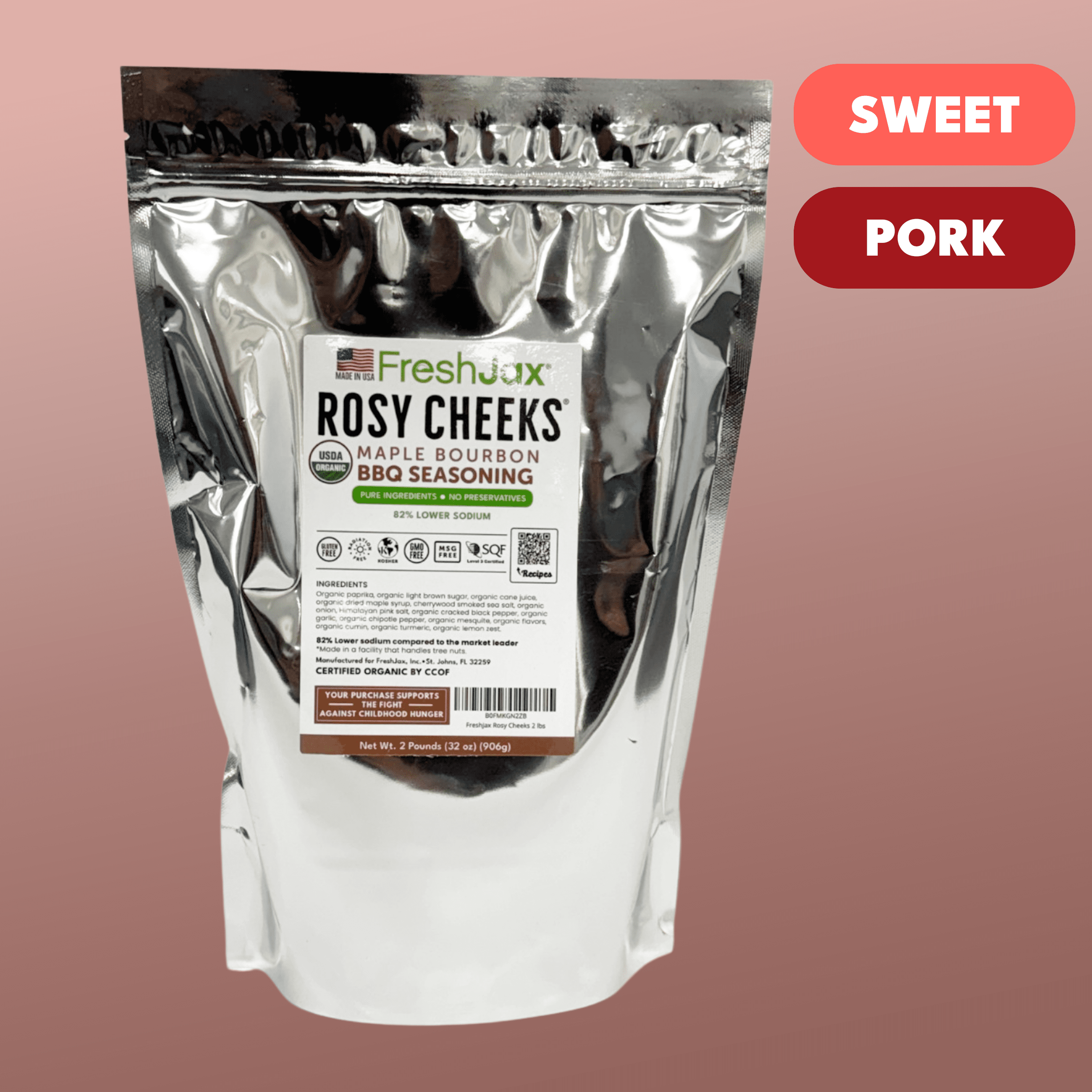 Rosy Cheeks Maple Bourbon BBQ Blend – Low Sodium Sweet & Smoky Seasoning