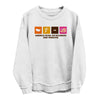 Ivory sweatshirt with multicolor “America Runs on Bourbon and Freedom” front graphic