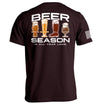 Ox blood graphic tee, back print 'BEER SEASON' with beer icons and seasons