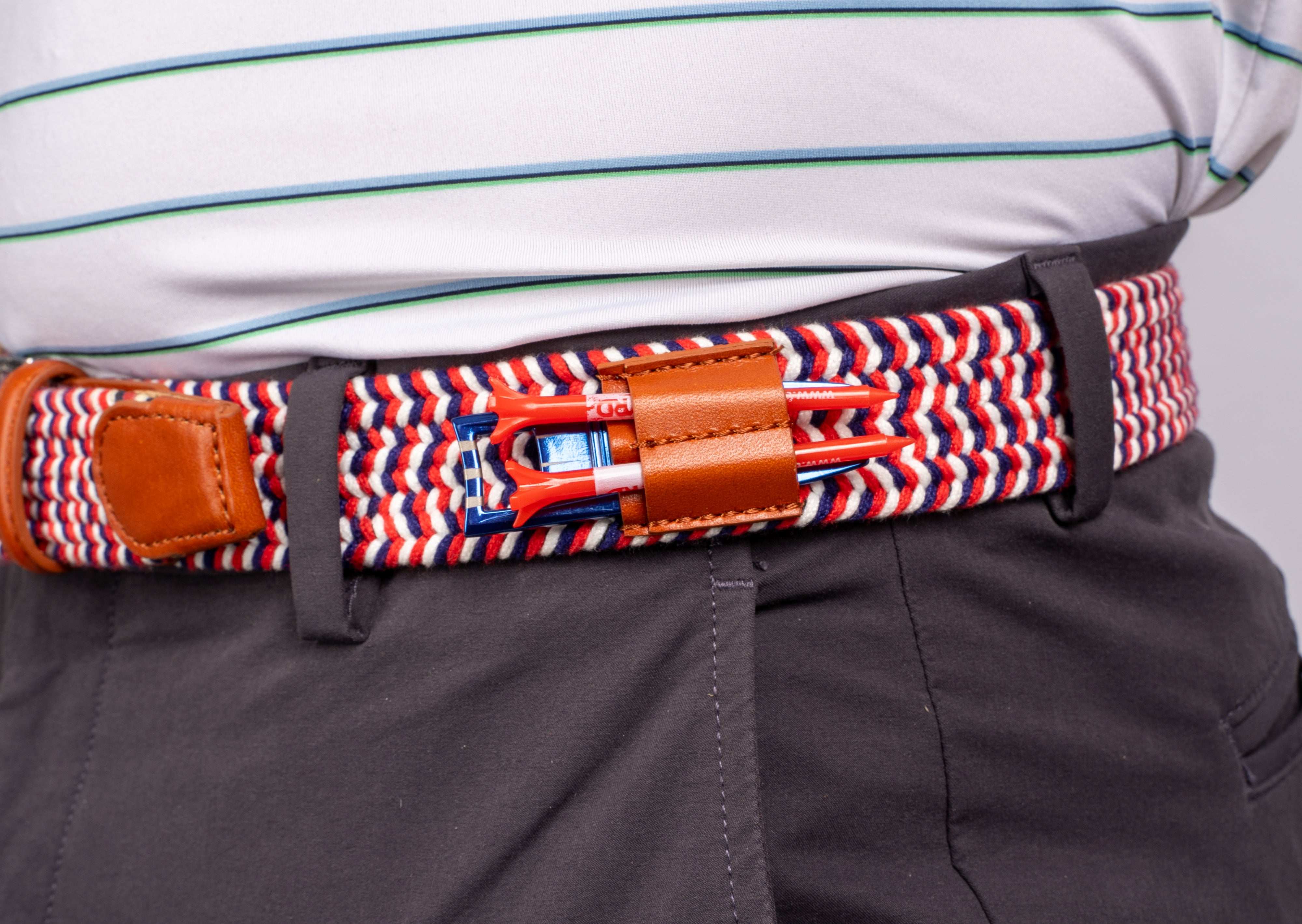 THE BRAIDED BYRD GOLF BELT ♠ Red/White/Blue
