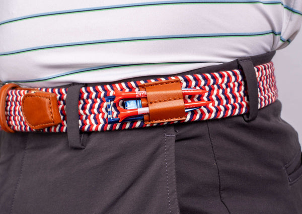 THE BRAIDED BYRD GOLF BELT ♠ Red/White/Blue