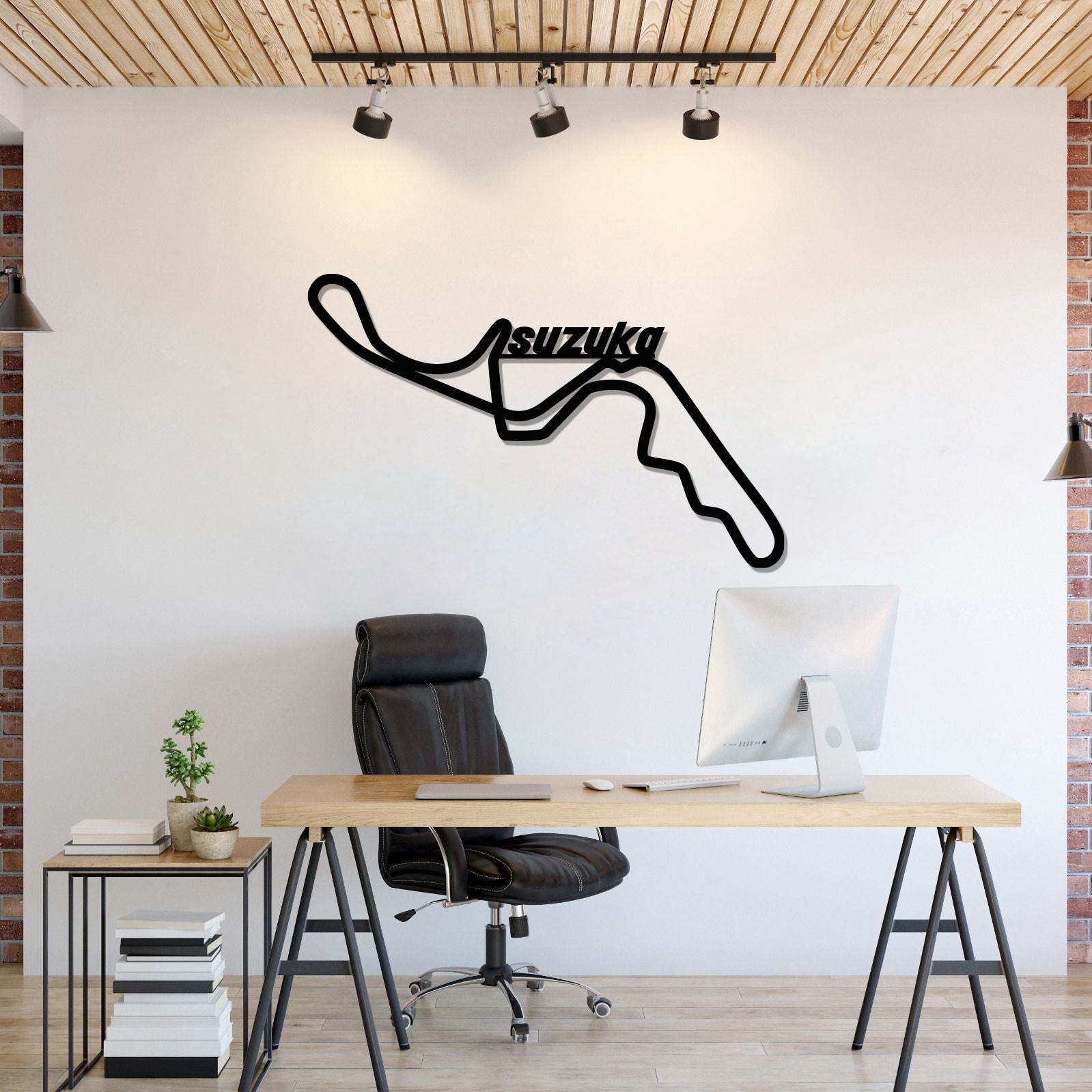 Race track circuit wall art with black Suzuka track outline