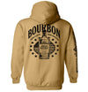 Tan pullover hoodie with back graphic print and hood