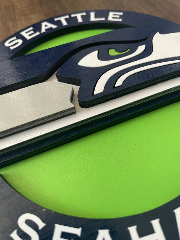 Seattle Seahawks - Layered Wood Sign For the Sports Lover Arizona Copper Beard