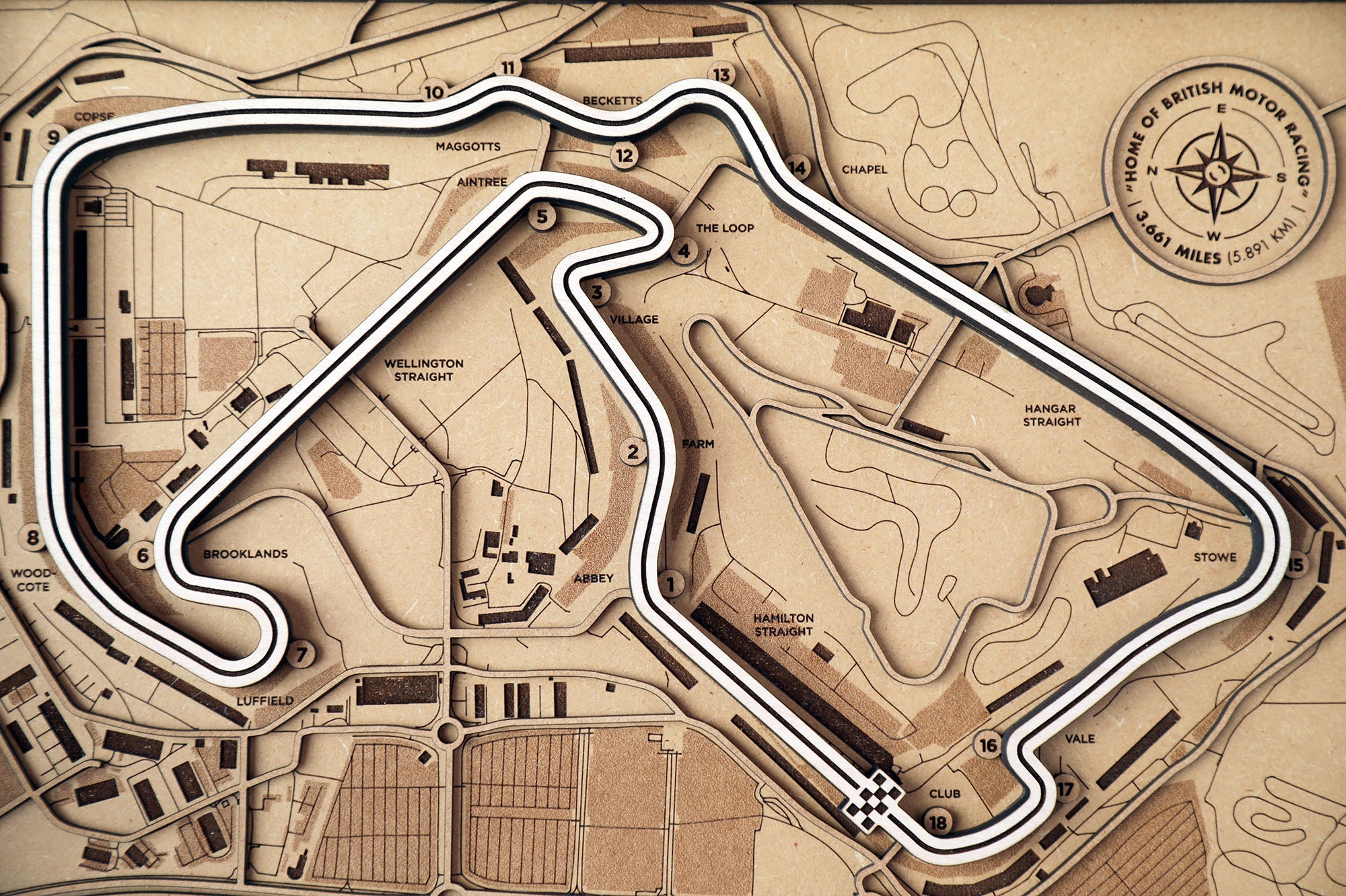 Silverstone Circuit - Formula 1 - 3D Wood Track Map