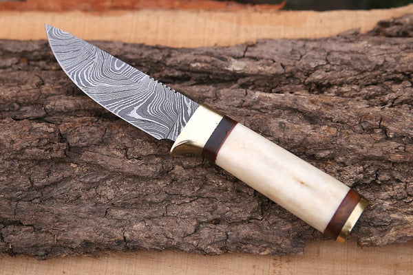 Skinner Knife - Damascus Steel – Bone Handle For the Outdoorsman Orklo Knives