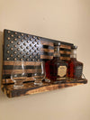 Whiskey Bottle Rack - Black and Burnt Wood For the Bar 13 Stripes