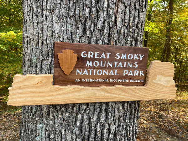 Great Smoky Mountains National Park – Wood Replica Entrance Sign For the Outdoorsman Tiny Wooden Signs