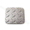 Square diamond plate metal coaster, silver-tone with cut-corner square shape