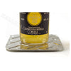 Square diamond plate coaster supporting a glass bottle, silver-tone metal