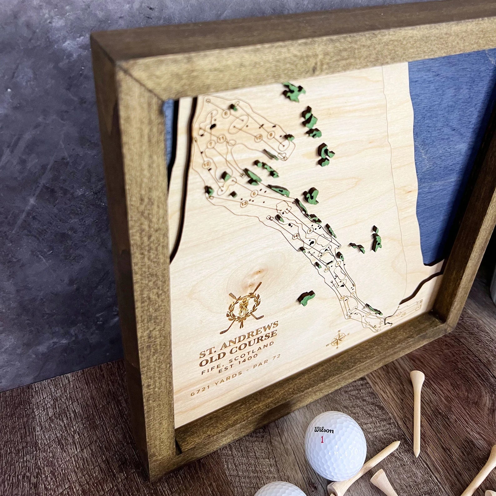 Old Course at St. Andrews - Handmade Wood Course Map For the Sports Lover Bauer Gift Co.