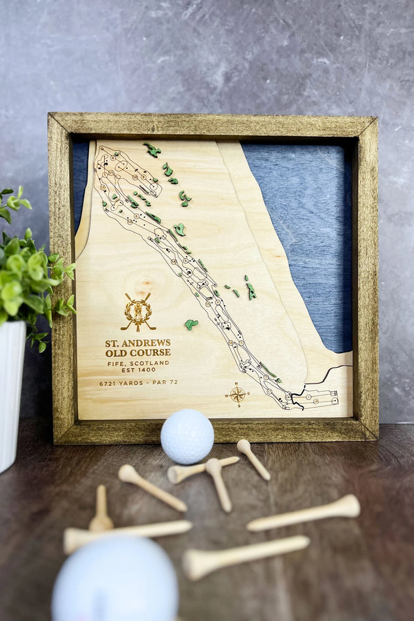 Old Course at St. Andrews - Handmade Wood Course Map