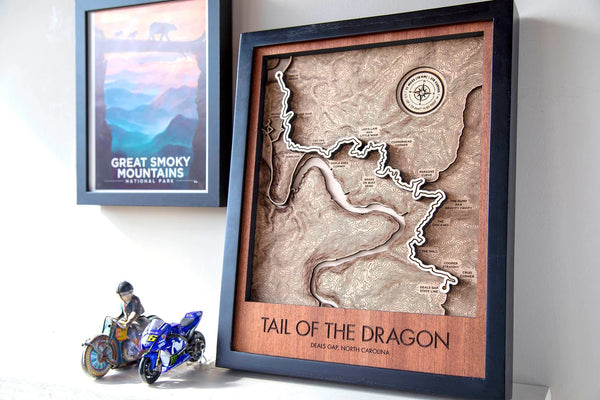 Tail of the Dragon - 3D Wood Track Map For the Gear Head Karta Trek