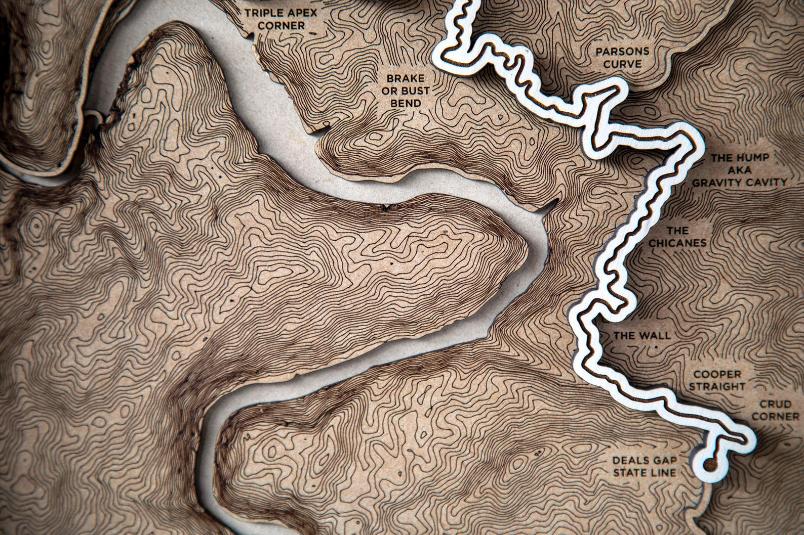 Tail of the Dragon - 3D Wood Track Map For the Gear Head Karta Trek