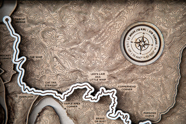 Tail of the Dragon - 3D Wood Track Map For the Gear Head Karta Trek