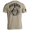 Tan back graphic T-shirt with bottle and stars emblem, short sleeves