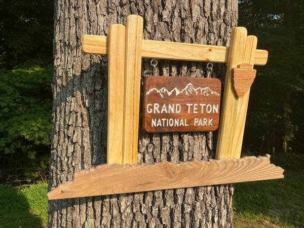 Grand Teton National Park – Wood Replica Entrance Sign For the Outdoorsman Tiny Wooden Signs